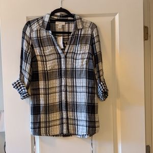 Motherhood flannel black/white maternity shirt